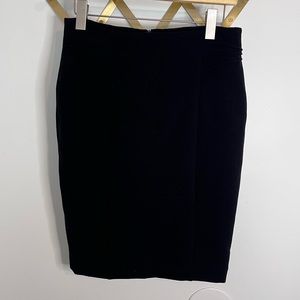 Zara Basic Wool Pencil Skirt Hip Detail Black Medium